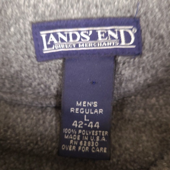 Vintage Lands End Jacket Mens Large Gray Fleece Full Zip Mock Neck Made In USA - Picture 6 of 16